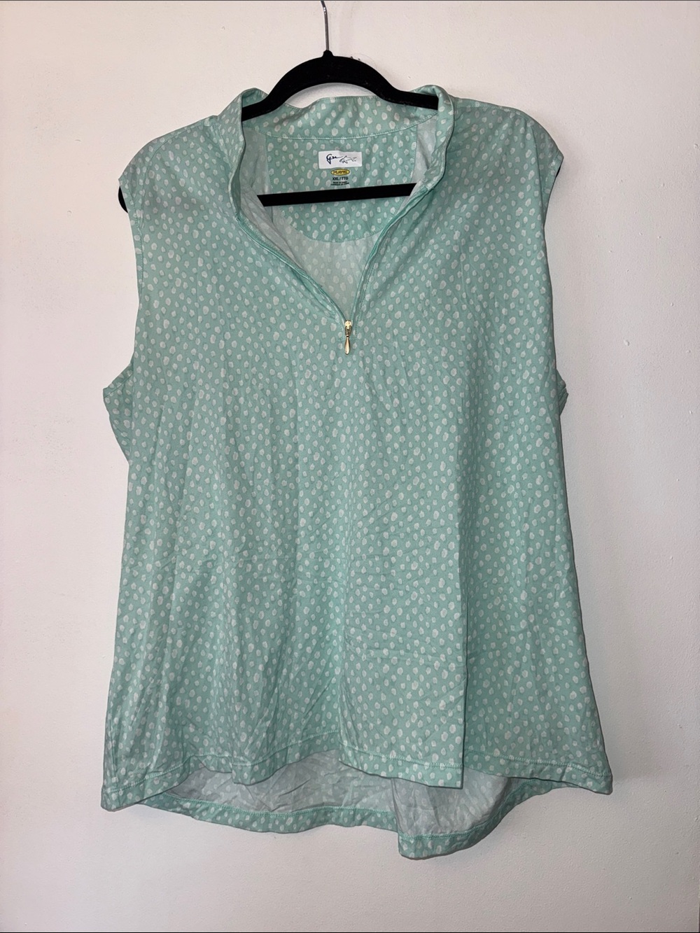 Guy Harvey Thin Mint Green Sleeveless Zip-Front Tank